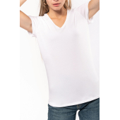 Dames-t-shirt V-hals korte mouwen