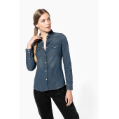 Dames Denim Blouse Met Lange Mouwen